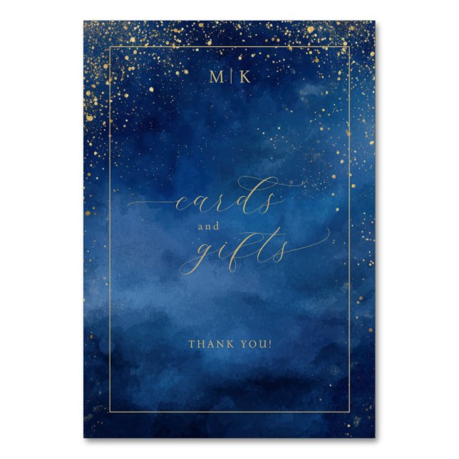 Numéro De Table Étoiles Aquarelles Bleu Rêveur (Par défaut)