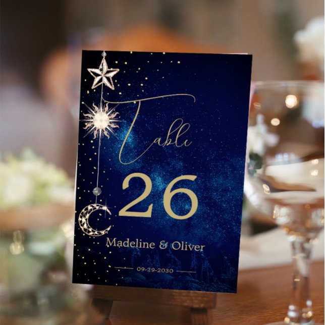 Numéro De Table Etoiles céleste de la lune Mariage Élégant (Créateur téléchargé)