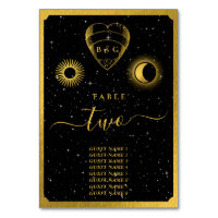 Étoiles célestes Crescent Lune Mariage d'or noir