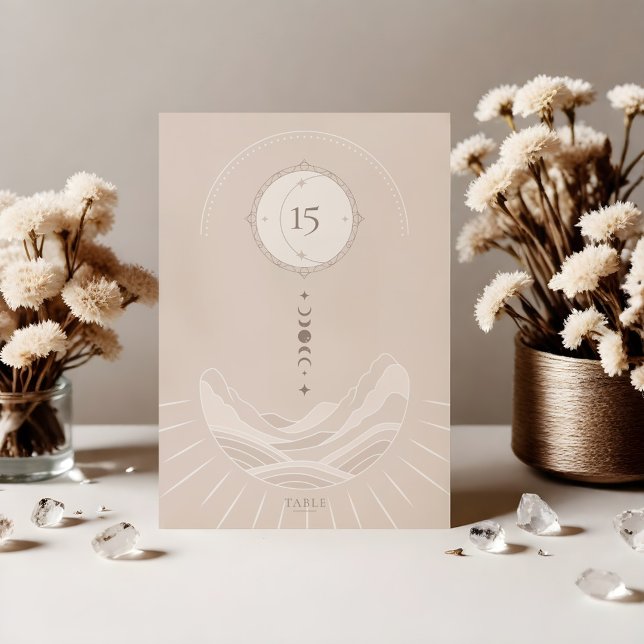 Numéro De Table Étoiles célestes de lune Holistique Boho Numéro du (Celestial Moon Stars Holistic Boho Tabel Number Table Number)