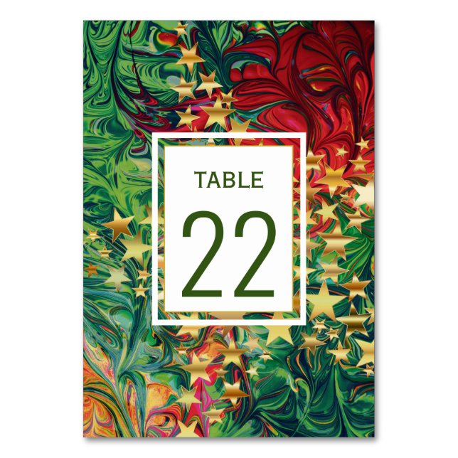 Numéro De Table ÉTOILES DE NOËL Personnalisables Red Green Gold (Par défaut)