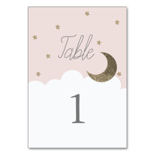 Numéro De Table Étoiles et croissant Lune Rose fille