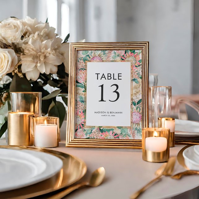 Numéro De Table Eucalyptus Botanique Herbe des Pampas Proteas Mari (Créateur téléchargé)