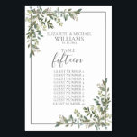 Numéro De Table Eucalyptus Botanique Sage Green Guest Names<br><div class="desc">Créez le cadre parfait de la réception avec ce design branché qui présente cet élégant design botanique d'eucalyptus et fleuri vert sauge à l'aquarelle avec les noms des clients inclus. Parfait pour un mariage de jardin et de jardin. Copyright Invitations élégants, tous droits réservés. Voir la collection complète ici :...</div>