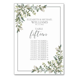 Numéro De Table Eucalyptus Botanique Sage Green Guest Names
