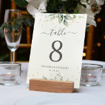 Numéro De Table Eucalyptus Botanique Verdure Aquarelle Élégante<br><div class="desc">De beaux numéros de table mariage avec des eucalyptus aquarelles et des feuilles d'or.</div>