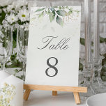 Numéro De Table Eucalyptus Botanique Verdure Aquarelle Élégante<br><div class="desc">De beaux numéros de table mariage avec des eucalyptus aquarelles et des feuilles d'or.</div>