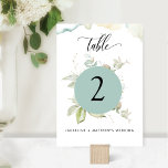 Numéro De Table Eucalyptus Elégant Mariage de verdure, Table verte<br><div class="desc">Complétez votre décor de table avec ce beau numéro de table avec l'aquarelle exquise Eucalyptus verdure, les taches délicates d'aquarelle et les détails modernes de calligraphie manuscrite. Capacité de personnalisation avec votre nom et votre événement. REMARQUE : Veuillez passer une commande individuelle pour "chaque" numéro de table dont vous avez...</div>