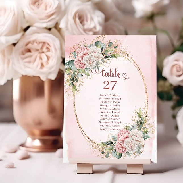 Numéro de table Eucalyptus Floral Or Rose Sans Tem (Timeless Rose Gold Floral Eucalyptus Table Number)
