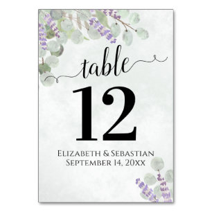 Numéro De Table Eucalyptus & Lavender Elegant Mariage Boho