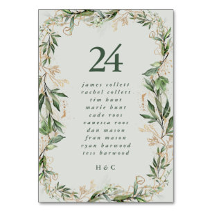 Numéro De Table Eucalyptus paisible Elégant verre de mer vert bris