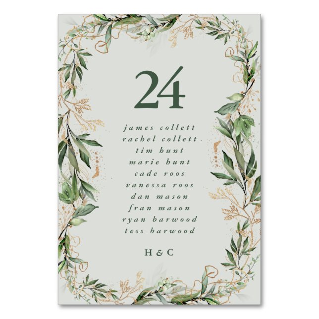 Numéro De Table Eucalyptus paisible Elégant verre de mer vert bris (Dos)