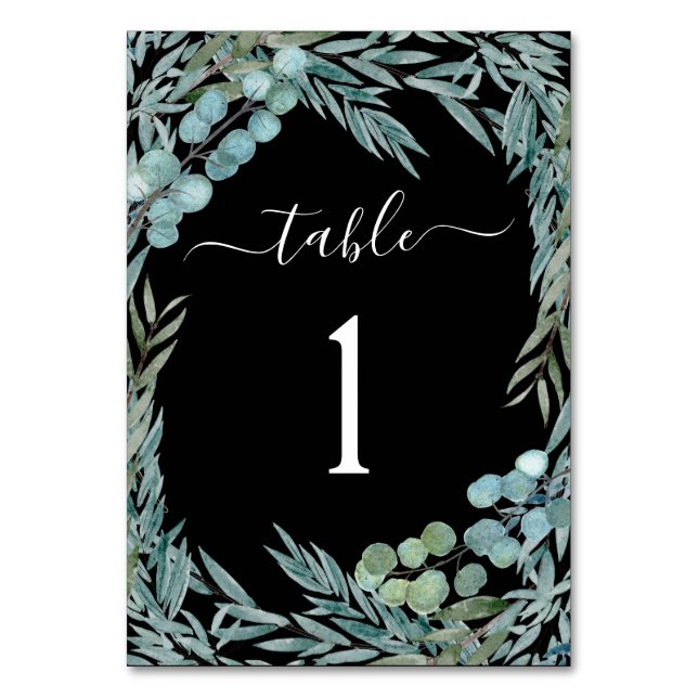 Numéro De Table Eucalyptus Verdure Aquarelle Mariage botanique (Dos)