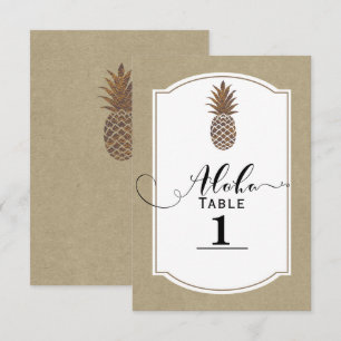 Numéro de table exotique floral tropical or banane