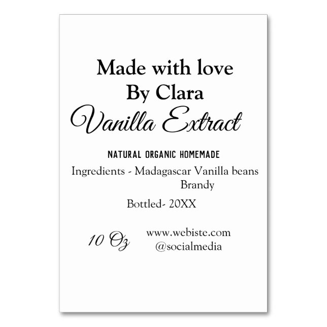 Numéro De Table Extrait de vanille fait maison ajouter les ingrédi (Par défaut)