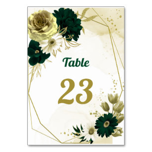 Numéro De Table Extraordinaires fleurs d'ivoire vert émeraude géom