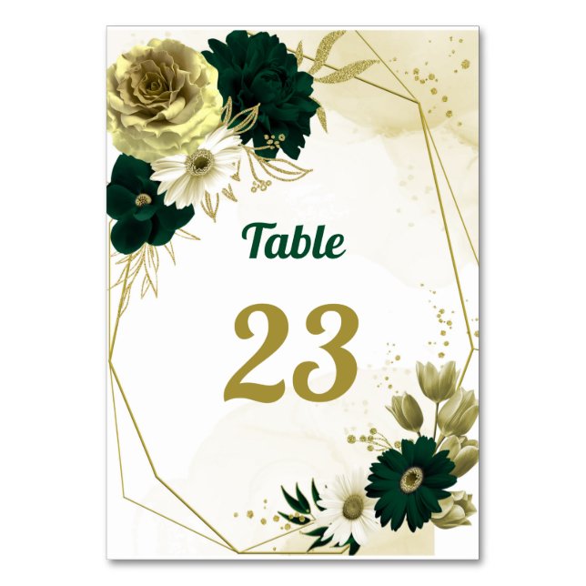 Numéro De Table Extraordinaires fleurs d'ivoire vert émeraude géom (Par défaut)
