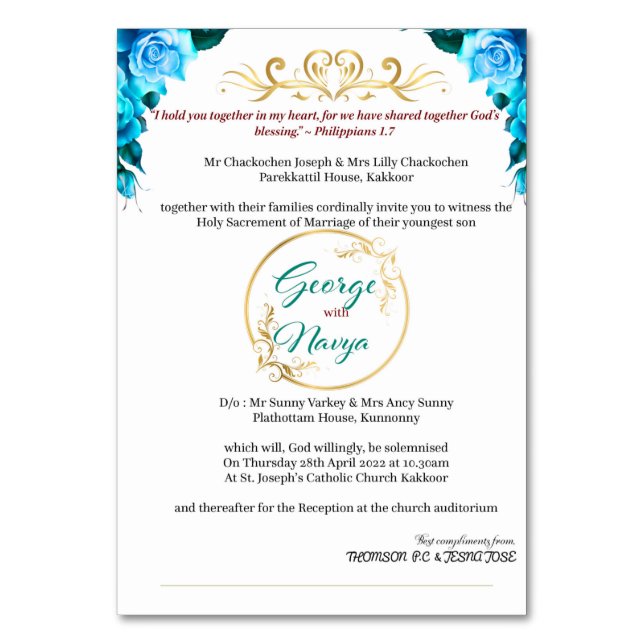 Numéro De Table Faire-part de mariage - Floral indien (Par défaut)