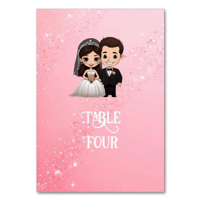 Numéro De Table Faire-part de mariage rose avec étincelles de diam (Dos)