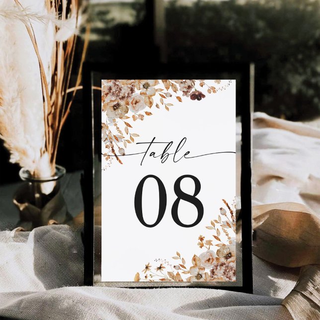 Numéro De Table Fall Leaves Thanksgiving Dinner Table Card (Créateur téléchargé)