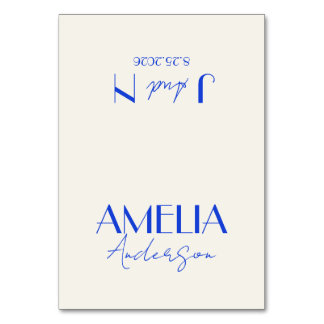Numéro De Table Fancy Blue Ivory Old Money Wedding Place Cards