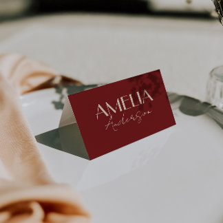 Numéro De Table Fancy Deep Red Cream Old Money Wedding Place Cards