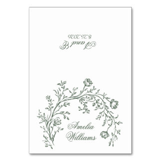 Numéro De Table Fancy Green Floral Boho Modern Wedding Place Cards