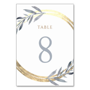 Numéro De Table fausse feuille et bleu poussiéreux Numéro du table