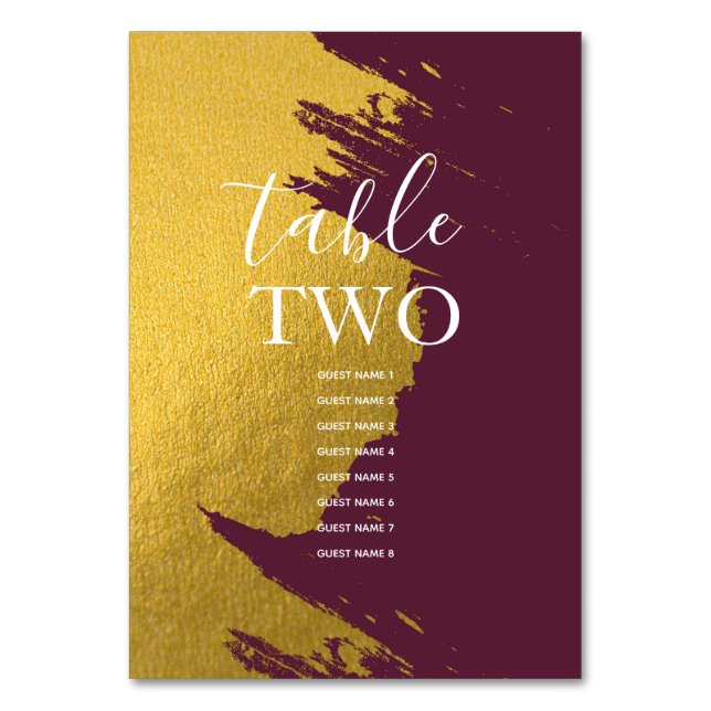 Numéro De Table Faux Gold Burgundy, Monogram Mariage Noms d'hôtes (Par défaut)