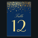 Numéro De Table Faux Gold Foil Confetti Dots Navy Blue<br><div class="desc">Une carte moderne et élégante de numéros de table avec des points d'or faux feuille avec un arrière - plan bleu marine. Il s'agit d'une partie d'une suite mariage. D'autres couleurs et objets correspondants sont disponibles. Veuillez noter qu'il n'y aura pas de feuille réelle sur le produit final.</div>