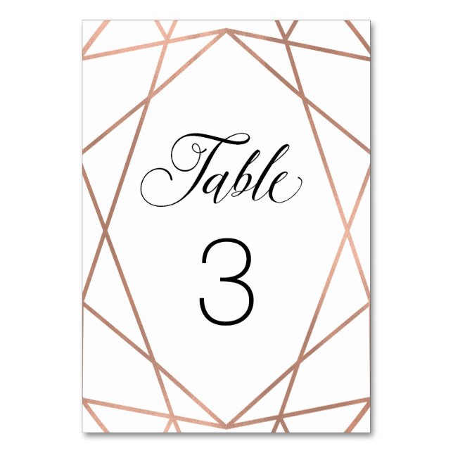 Numéro De Table Faux Rose Gold Géométrique moderne en blanc (Par défaut)