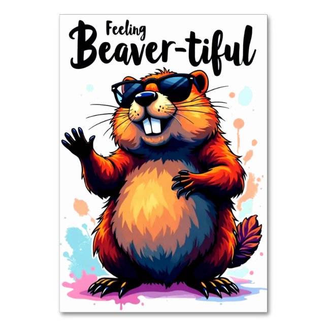 Numéro De Table Feeling Beaver-tiful - Funny Beaver Graphic (Par défaut)
