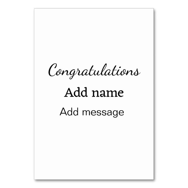 Numéro De Table Félicitations ajouter un message de nom simple dip (Par défaut)