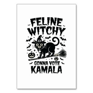 Numéro De Table Feline Witchy votera Kamala Halloween