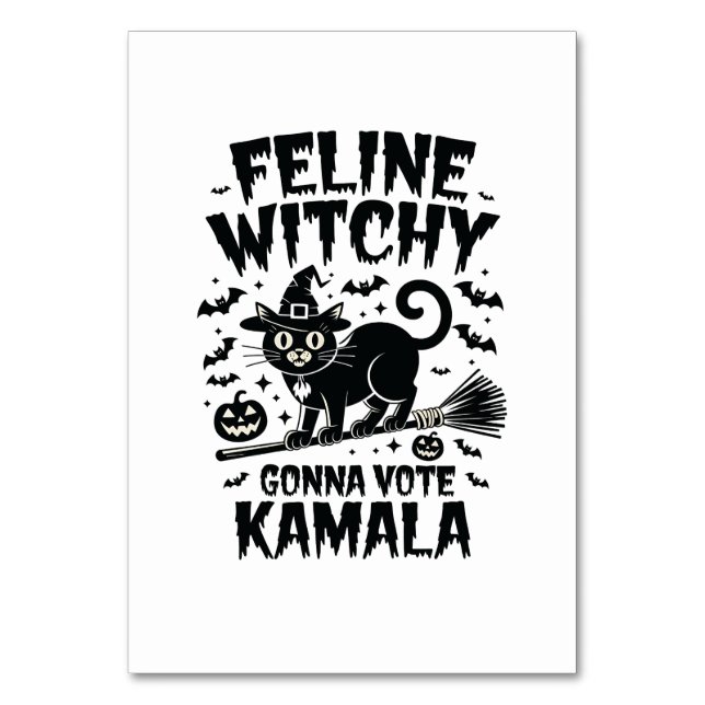Numéro De Table Feline Witchy votera Kamala Halloween (Par défaut)
