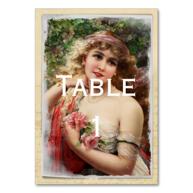 Numéro De Table Femme victorienne aux roses roses roses (Dos)