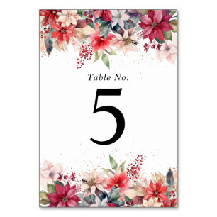 Numéro De Table Festif Noël Florals Mariage