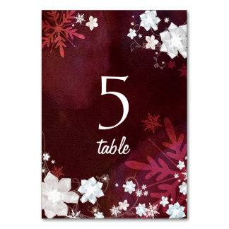 Numéro De Table Festive Bourgogne Noces d'hiver Numéros de tableau
