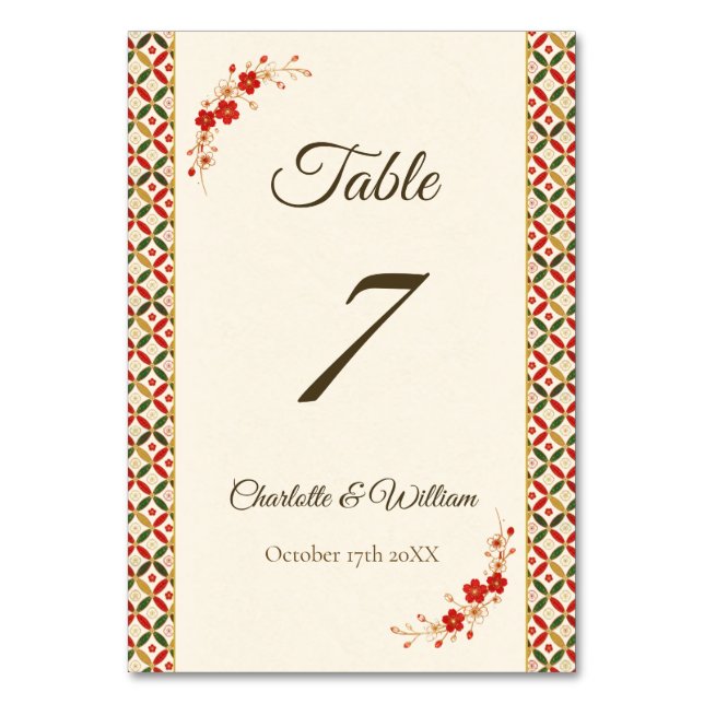 Numéro De Table Festive Japanese Blossom Table Number (Par défaut)