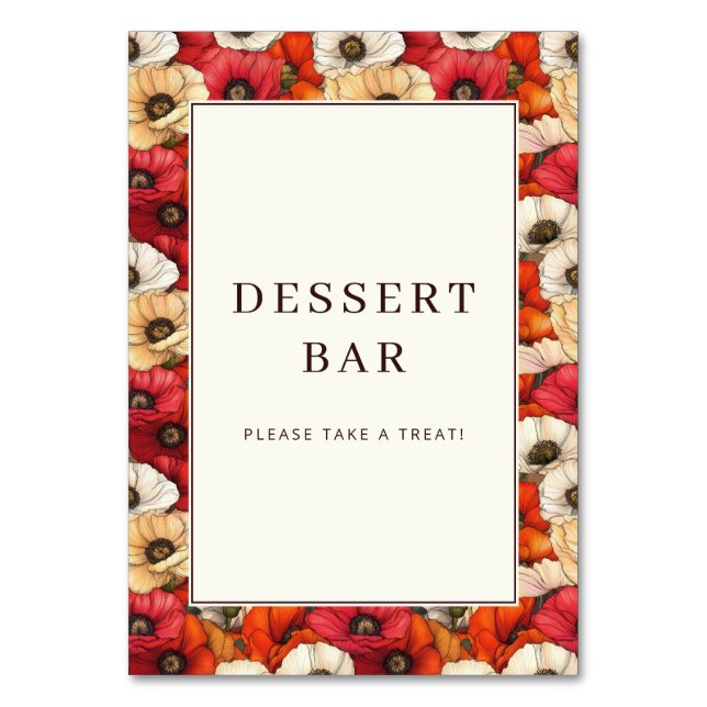 Numéro De Table Festive Red Floral Dessert Bar Sign (Par défaut)