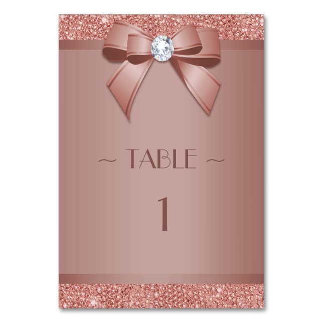 Numéro De Table Fête d'anniversaire avec un arc rose doré brillant (Par défaut)