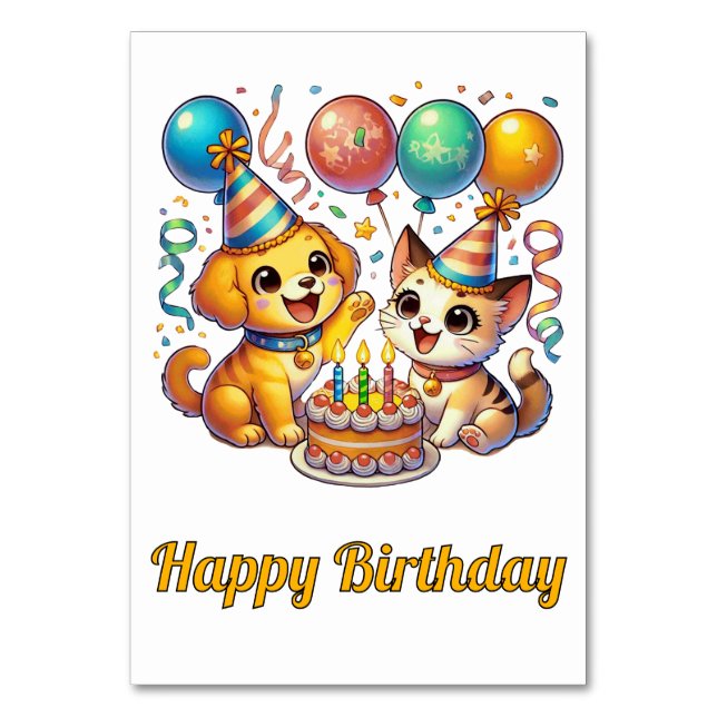 Numéro De Table Fête d'anniversaire de chats et de chiens mignons (Par défaut)