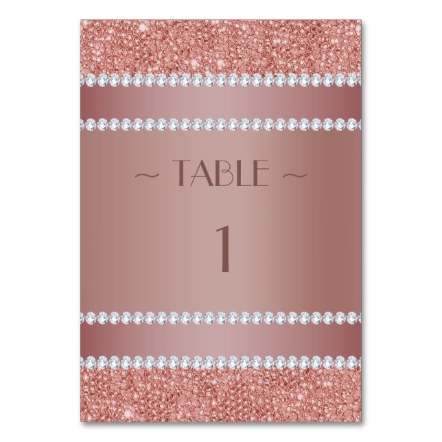 Numéro De Table Fête d'anniversaire Glitzy Rose Gold & Diamond Gem (Par défaut)