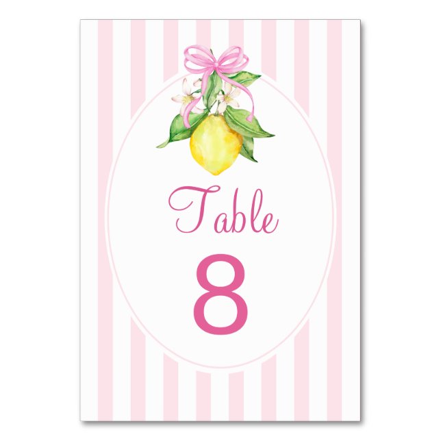 Numéro De Table Fête de bébé Coquette Rose Citrons (Par défaut)