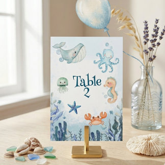 Numéro De Table Fête de bébé Sous la Mer Étoile de Mer Crabe