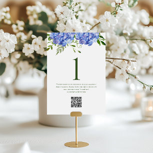 Numéro De Table Fête de fiançailles aux hortensias bleus