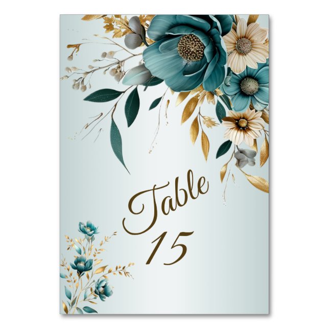 Numéro De Table Fête de mariage Turquoise Fleur blanche Feuilles d (Par défaut)
