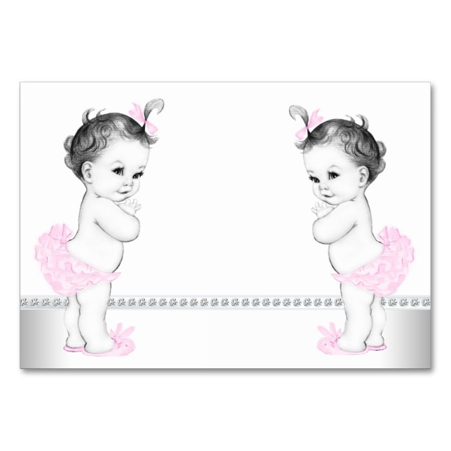 Numéro De Table Fête de naissance de jumelles filles (Devant)
