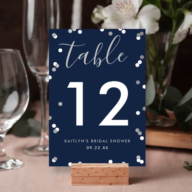 Numéro De Table Fête des mariées Confetti à huile d'argent (Créateur téléchargé)
