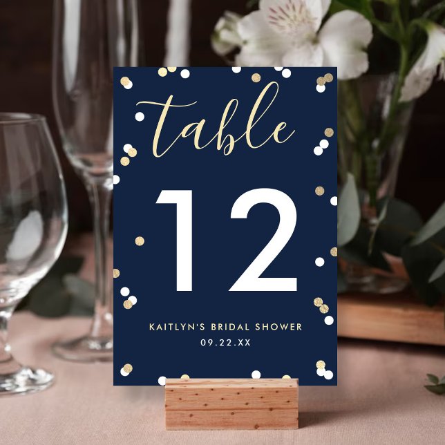 Numéro De Table Fête des mariées Confetti Gold Foil (Créateur téléchargé)